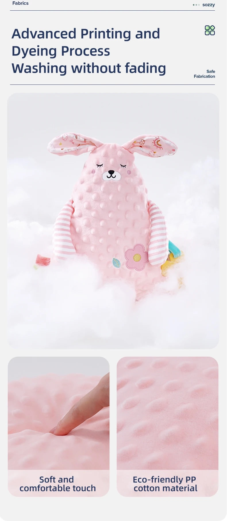 Mellow elephant velvet touch stuffed toy with teether